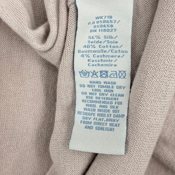 Boden Cardigan Sweater Tunic Size 14 Beige Silk Cotton Cashmere Embellished Snap - Picture 11 of 11